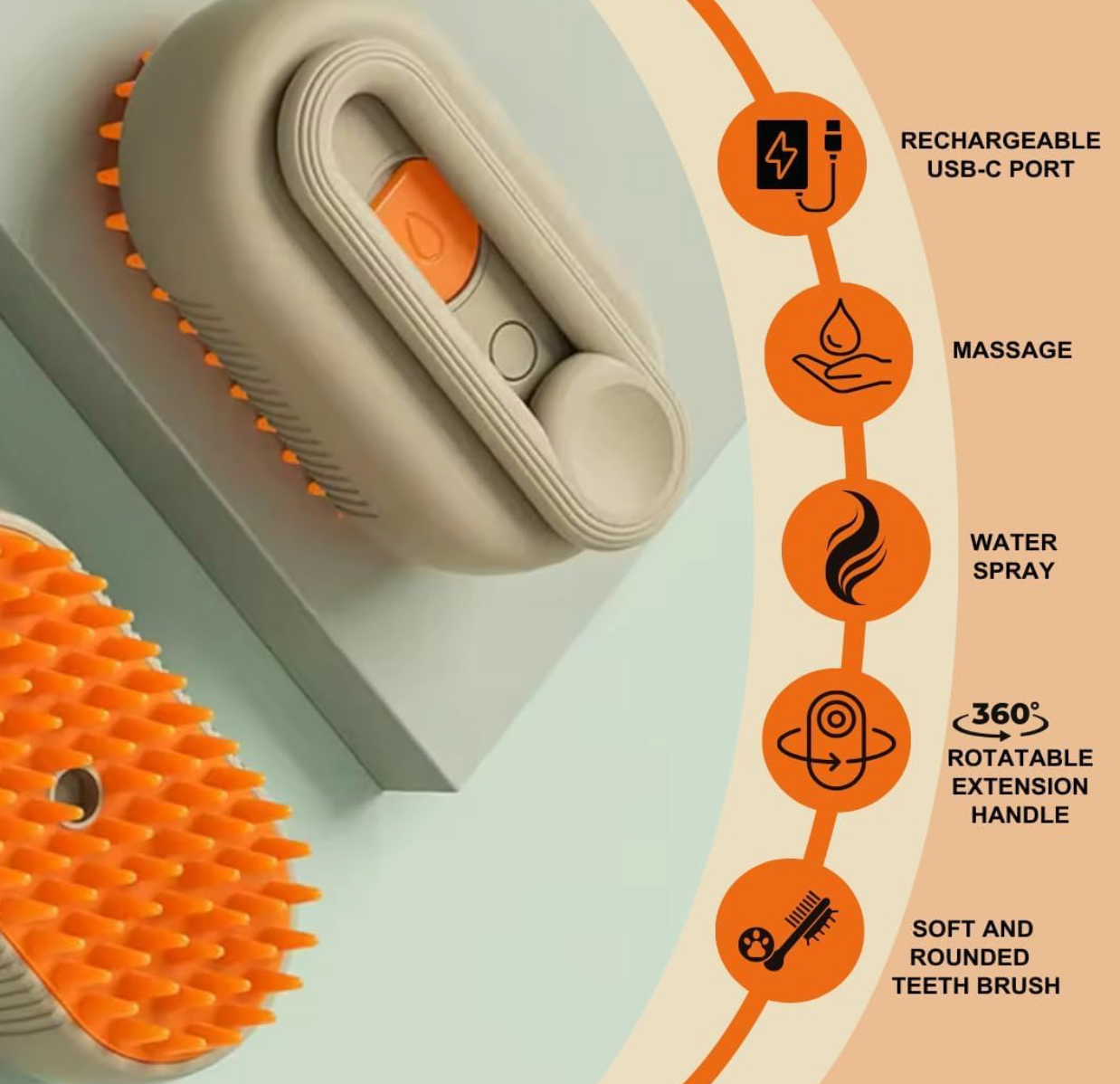 3-in-1 Electric Steam Grooming Brush for Cats & Dogs